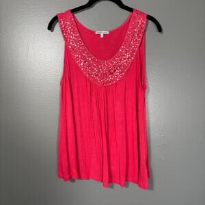 Charlotte Russe Women's Y2K Red Sequin Neck Sleeveless Top - Size Large - Tank